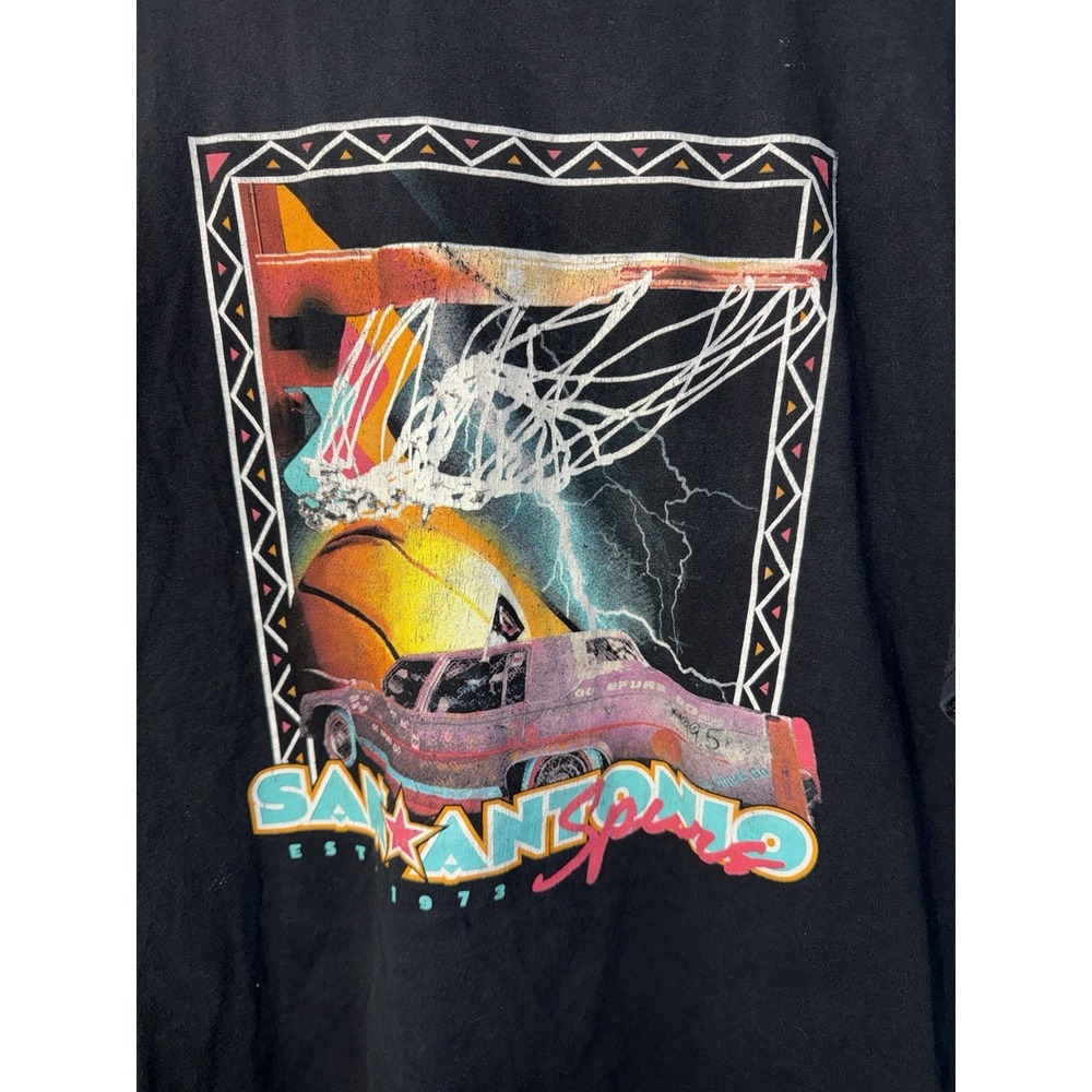 SAN ANTONIO SPURS Men's Vintage T Shirt 90s Colors Cadillac Graphic Size 2XL